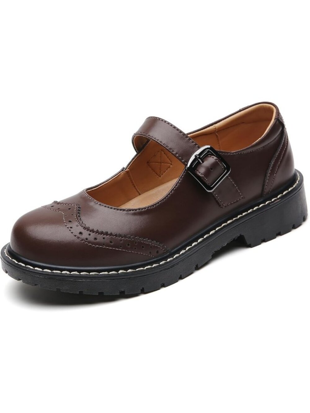 Comfortable Leather Mary Jane Flats for Women - Round Toe, Non-Slip, Dressy